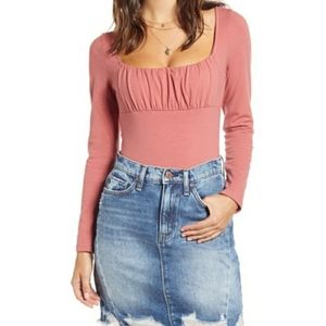 All IN Favor Ruched long Sleeve Body Suit